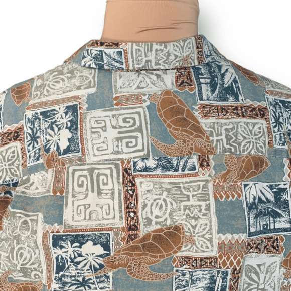 Vintage 90s Royal Creations Hawaiian Printed Shirt Sea Turtle Made in Hawaii Top - Picture 7 of 12